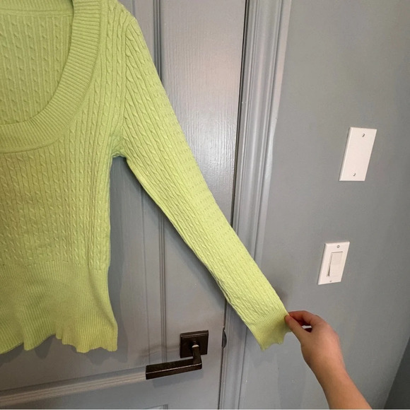 VTG Guess Y2K Knit Sweater Sz M Green Preppy Brat 90s Bodycon Wide Neck Pullover - Picture 6 of 10